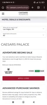 Caesars Rewards coupon verification screenshot
