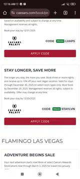 Caesars Rewards coupon verification screenshot