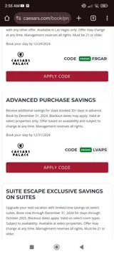 Caesars Rewards coupon verification screenshot