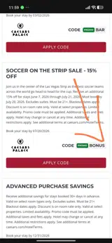 BONUS coupon verification screenshot