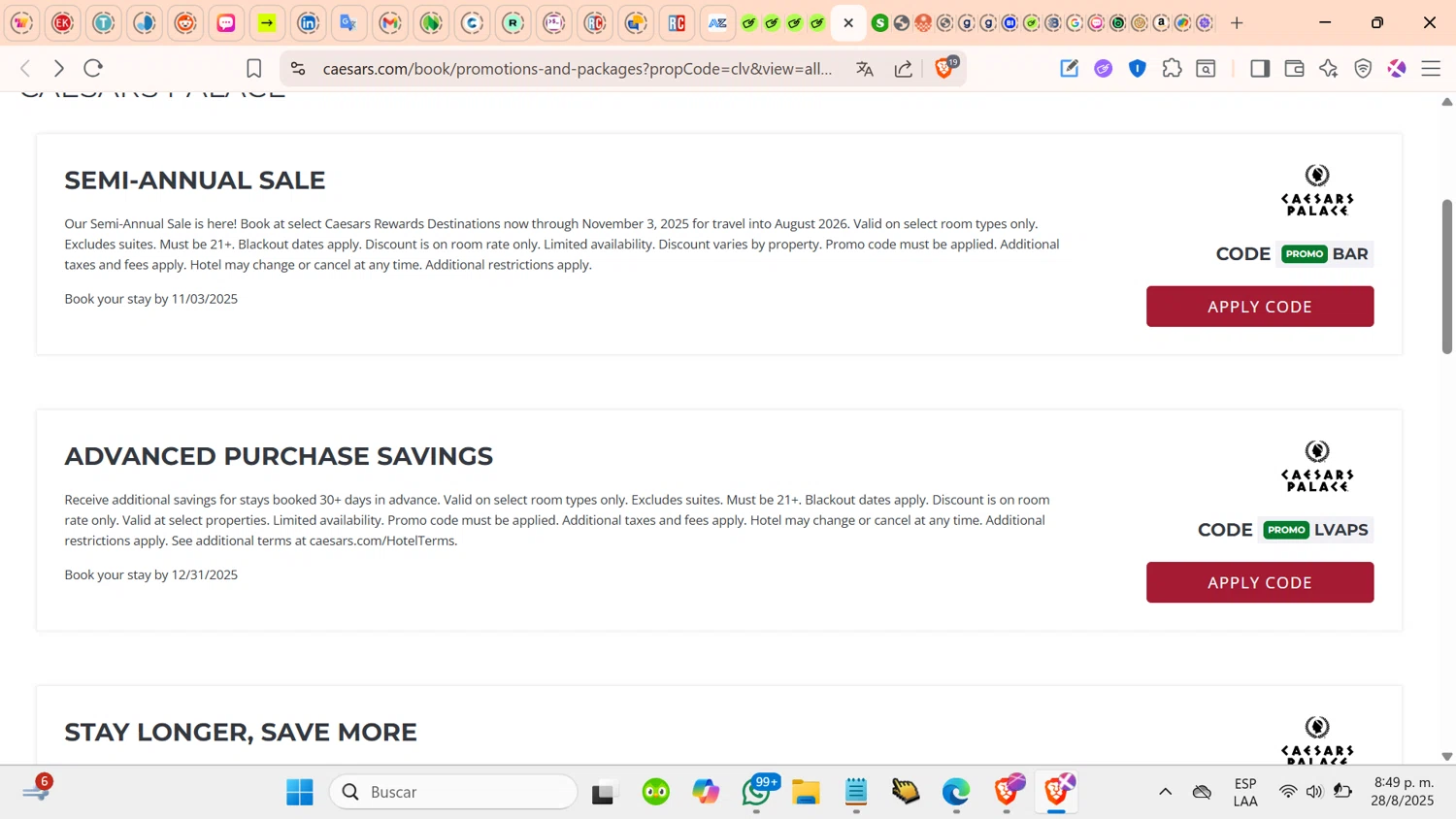 Caesars Sportsbook promo code screenshot showing code LVAPS applied at Caesars Sportsbook checkout page. Uploaded by SimplyCodes community member cosita on Aug 29, 2025