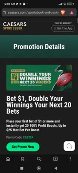 Caesars Sportsbook coupon verification screenshot