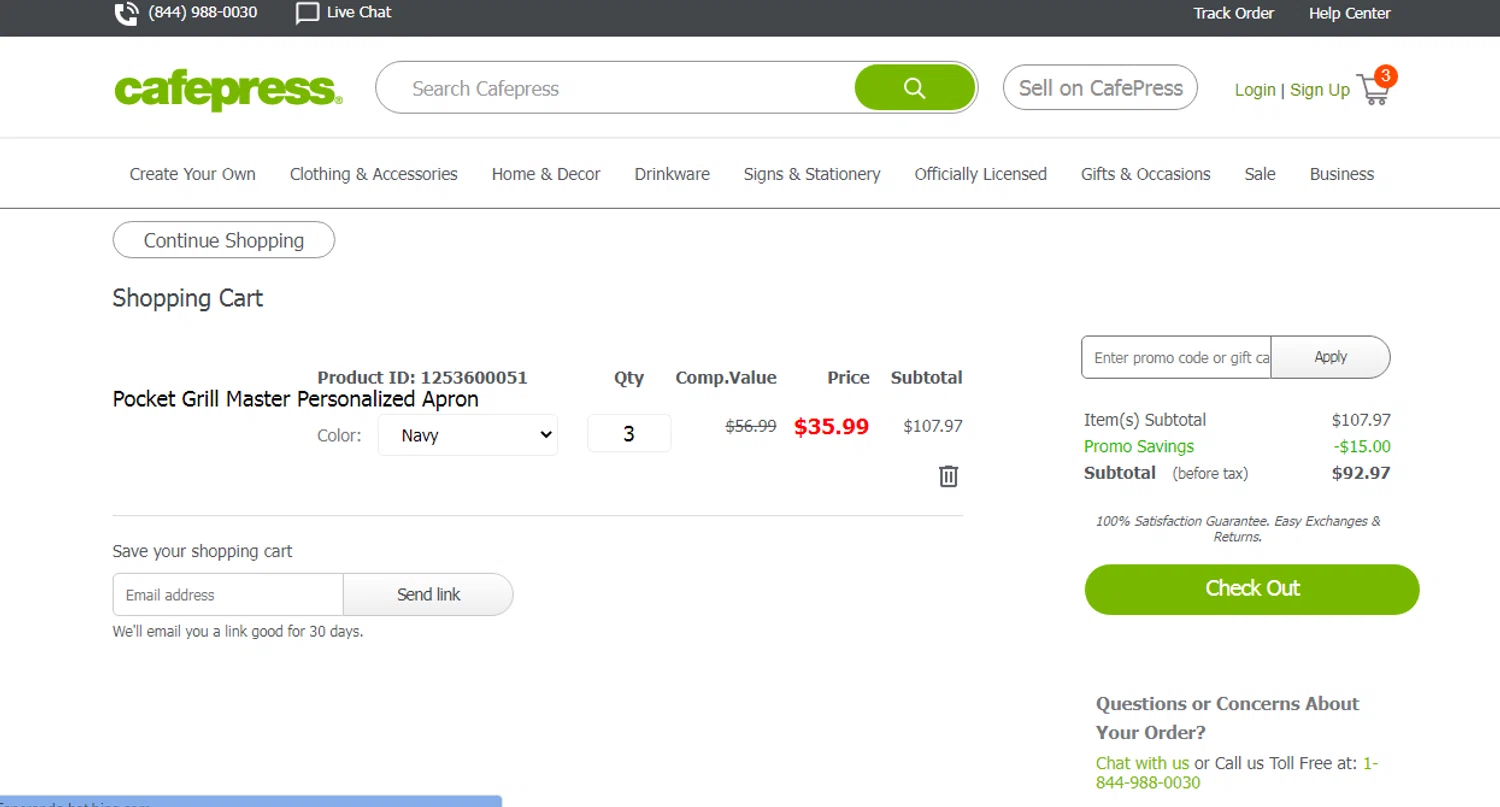 CafePress promo code screenshot showing code TAKE15 applied at CafePress checkout page. Uploaded by SimplyCodes community member Josecaste on Jun 19, 2025