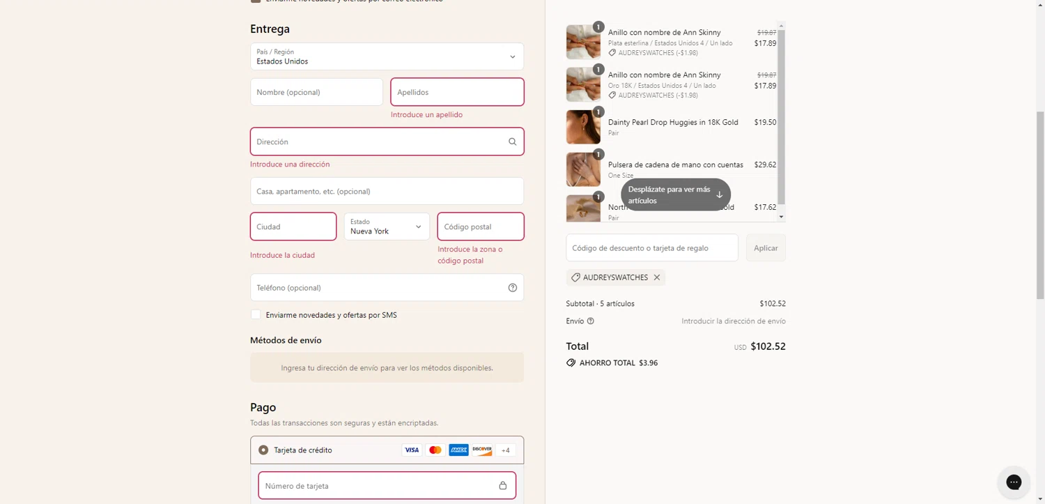 Caitlyn Minimalist discount code screenshot showing code AUDREYSWATCHES applied at Caitlyn Minimalist checkout page. Uploaded by SimplyCodes community member PromoAdmiral6652 on Jul 21, 2025