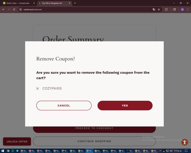 Cakebread Cellars checkout page showing Cakebread Cellars promo code box | Screenshot taken by SimplyCodes community member on Sep 6, 2025