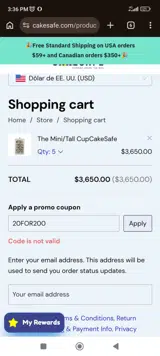 CakeSafe coupon verification screenshot