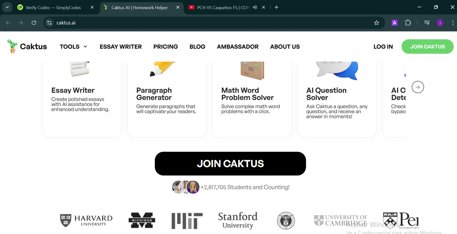 Caktus AI promo code screenshot showing code FALL applied at Caktus AI checkout page. Uploaded by SimplyCodes community member Trump23 on Feb 28, 2025