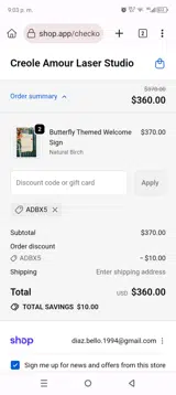 ADBX5 coupon verification screenshot