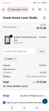 ADBX1 coupon verification screenshot