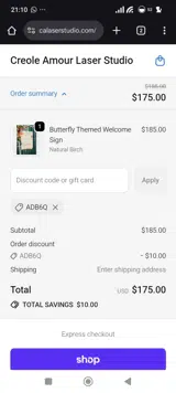 ADB6Q coupon verification screenshot