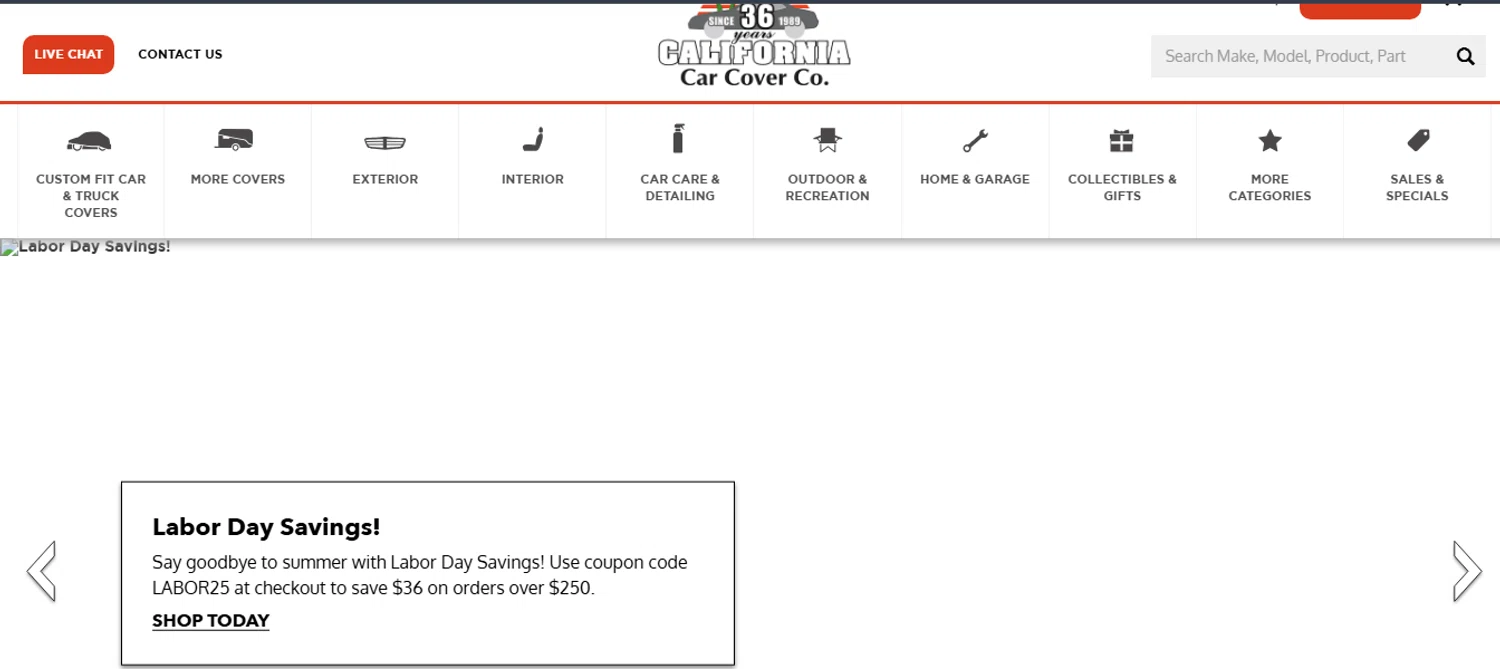 California Car Cover Company checkout page showing California Car Cover Company promo code box | Screenshot taken by SimplyCodes community member on Aug 27, 2025