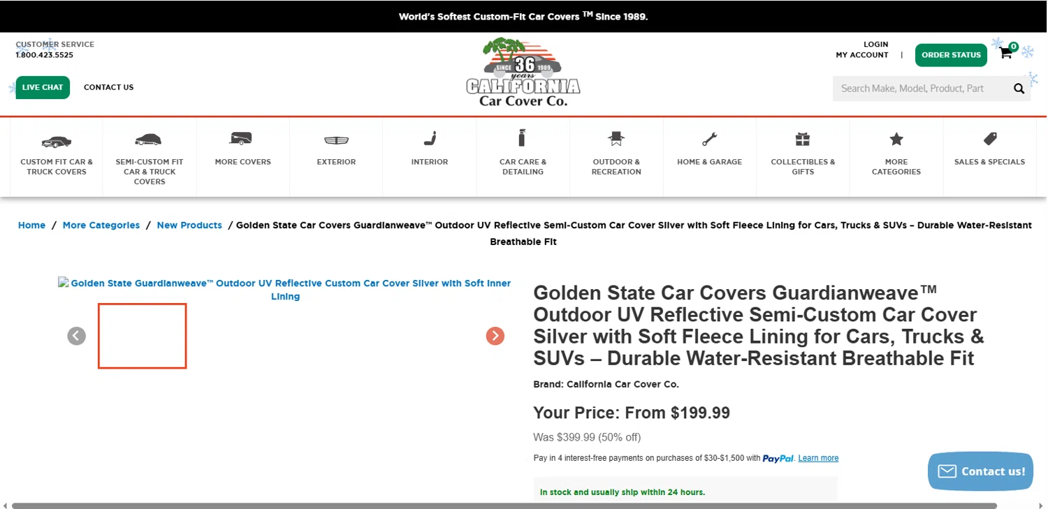 California Car Cover Company promo code screenshot showing code NEON25 applied at California Car Cover Company checkout page. Uploaded by SimplyCodes community member TOTONEROFL on Dec 28, 2025