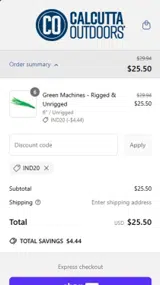 IND20 coupon verification screenshot