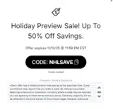 NHLSAVE coupon verification screenshot