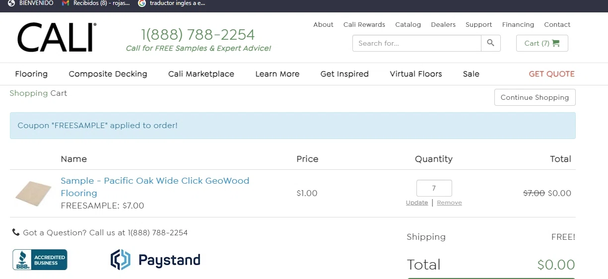 Cali Bamboo checkout page showing Cali Bamboo promo code box | Screenshot taken by SimplyCodes community member on Apr 17, 2021