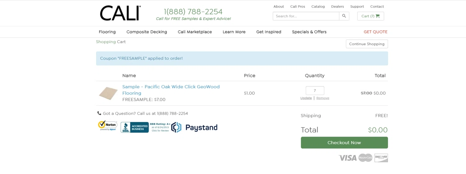 Cali Bamboo checkout page showing Cali Bamboo promo code box | Screenshot taken by SimplyCodes community member on Jan 17, 2021