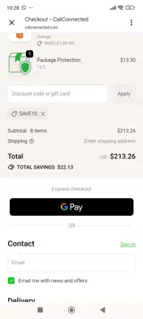 CaliConnected coupon verification screenshot