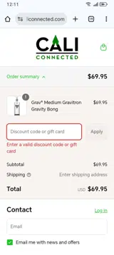 CaliConnected coupon verification screenshot