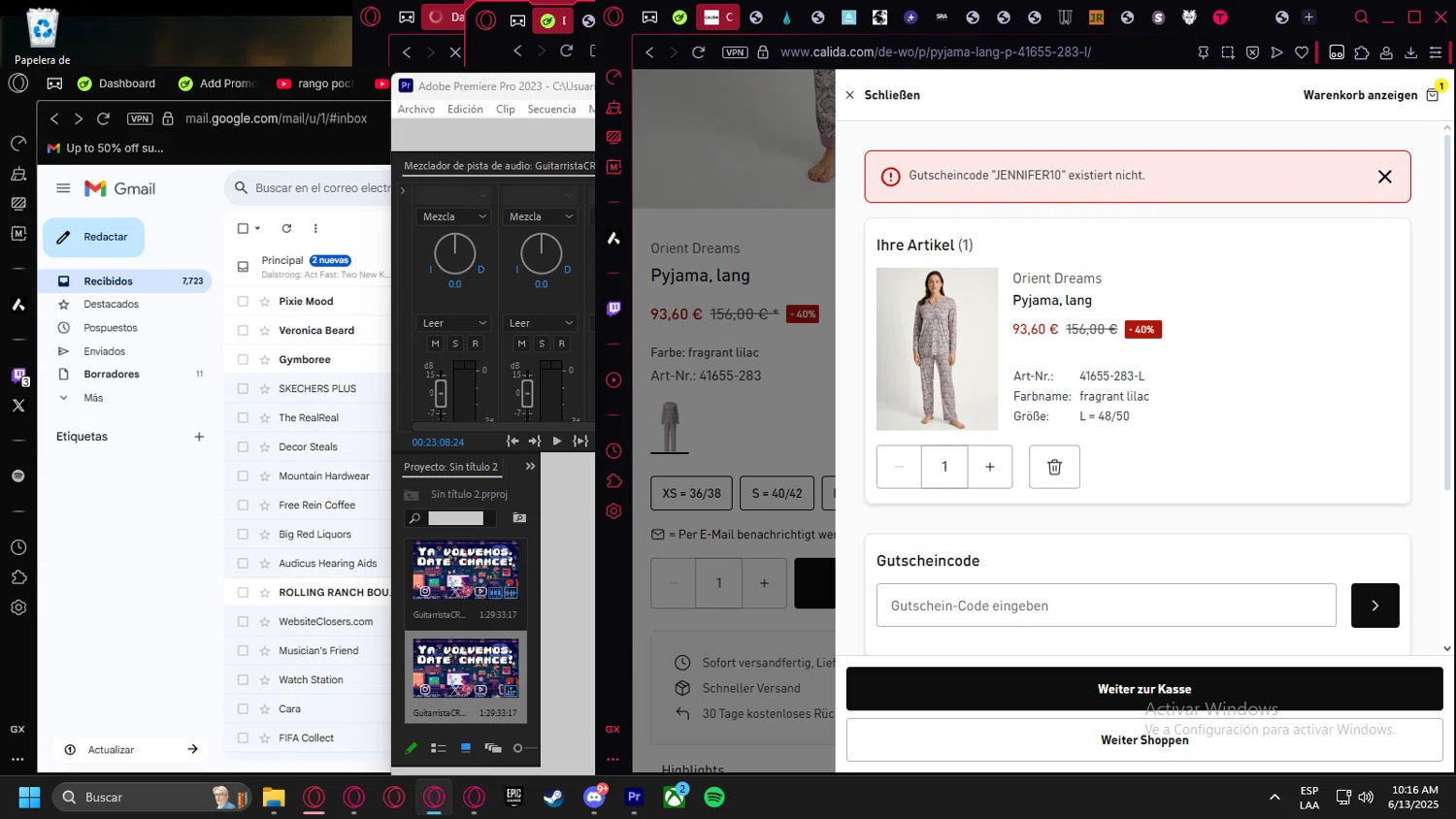 Calida promo code screenshot showing code JENNIFER10 applied at Calida checkout page. Uploaded by SimplyCodes community member Halanweik on Jun 13, 2025