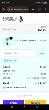 GIFT15 coupon verification screenshot