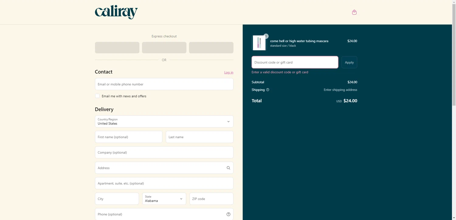 caliray discount code screenshot showing code CALICREW20 applied at caliray checkout page. Uploaded by SimplyCodes community member CashSentinel5495 on May 22, 2025