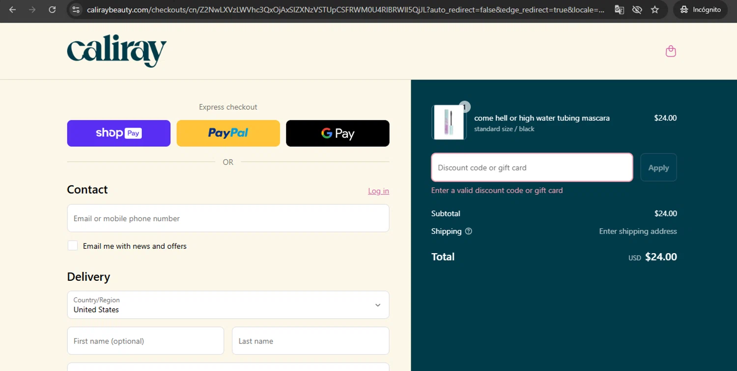 caliray discount code screenshot showing code CALICREW20 applied at caliray checkout page. Uploaded by SimplyCodes community member UchihaMadara on May 22, 2025