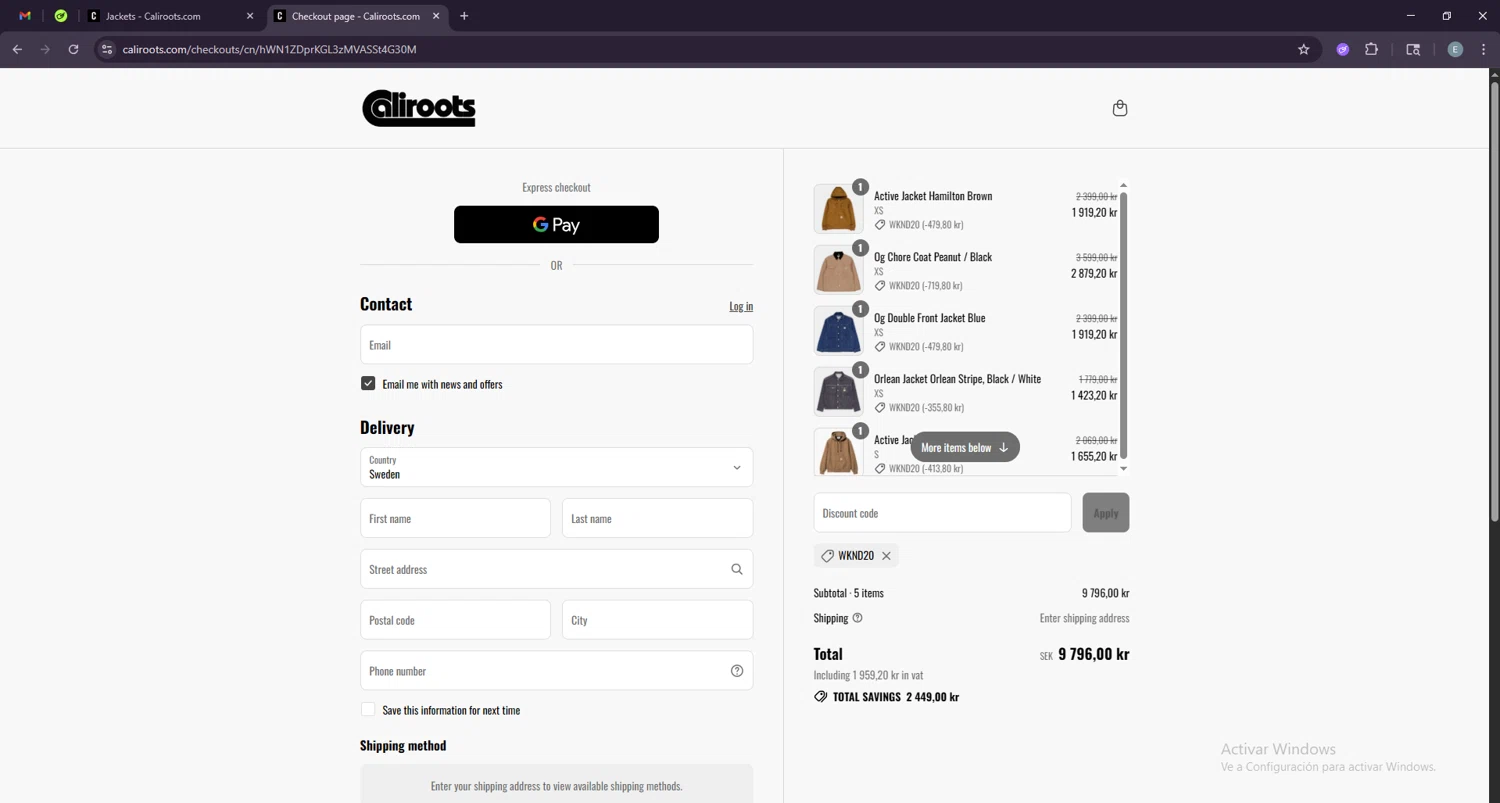 Caliroots UK checkout page showing Caliroots UK promo code box | Screenshot taken by SimplyCodes community member on Aug 8, 2025
