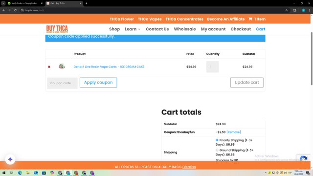 Caliva checkout page showing Caliva promo code box | Screenshot taken by SimplyCodes community member on Apr 26, 2025