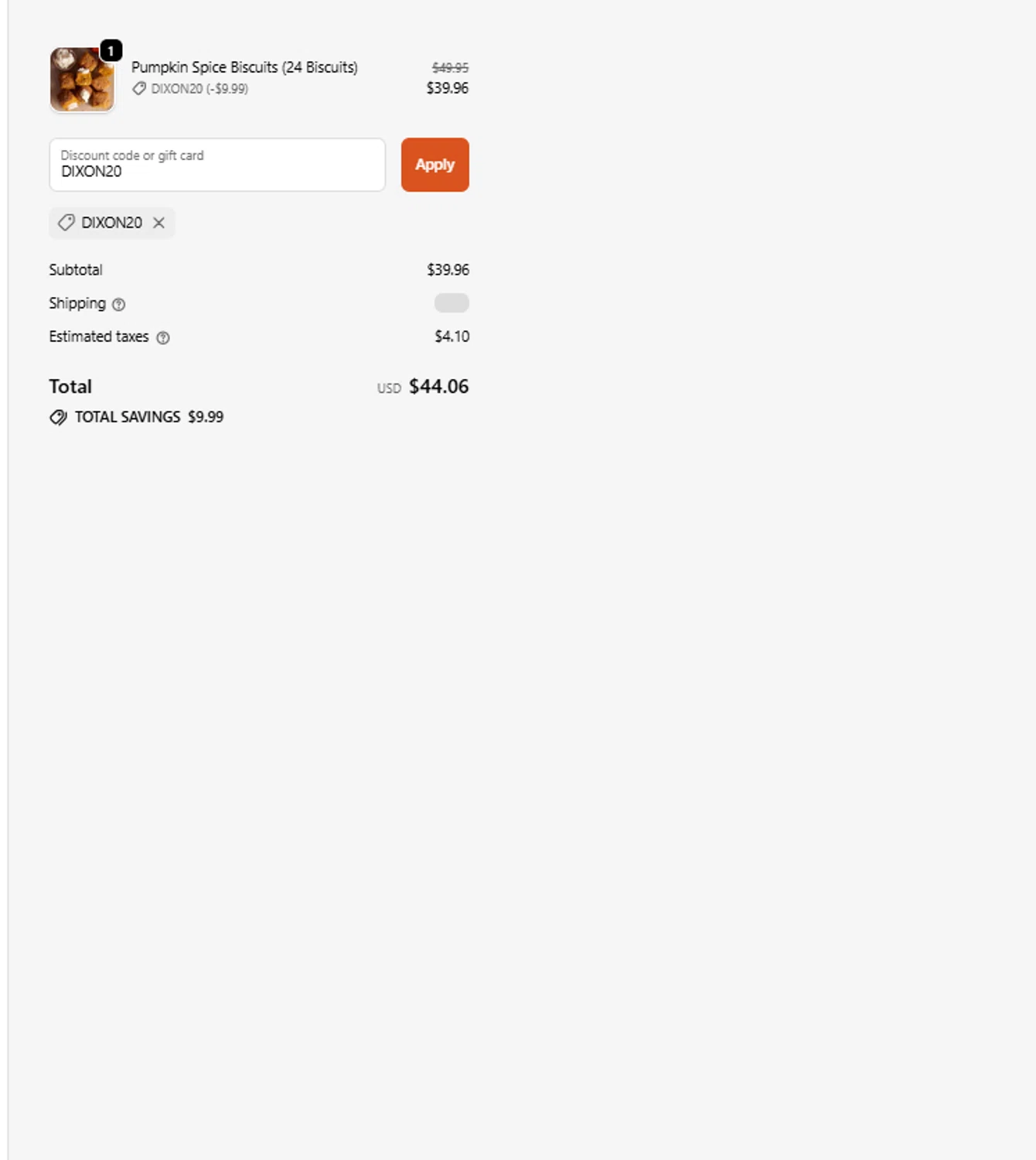 Callie's Biscuit promo code screenshot showing code DIXON20 applied at Callie's Biscuit checkout page. Uploaded by SimplyCodes community member Lisboa on Sep 19, 2025
