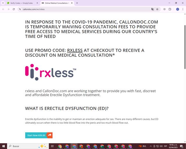 CallonDoc checkout page showing CallonDoc promo code box | Screenshot taken by SimplyCodes community member on Apr 2, 2025