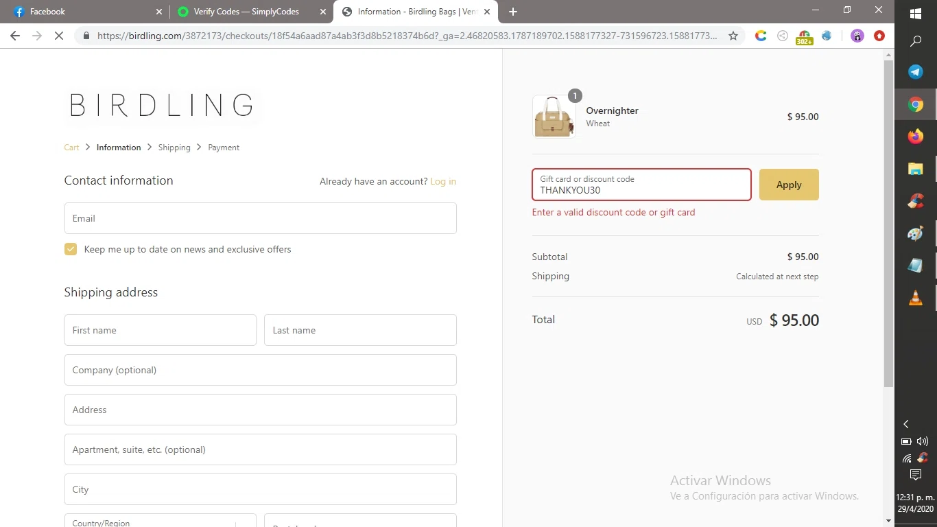 Calm checkout page showing Calm promo code box | Screenshot taken by SimplyCodes community member on May 7, 2020