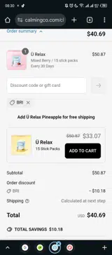 Calming Co. coupon verification screenshot