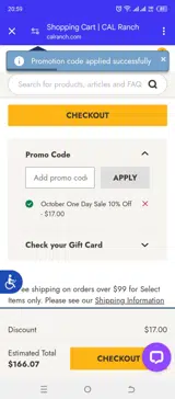 OCTOBER10 coupon verification screenshot