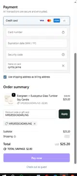 MRSJESSICADARLING coupon verification screenshot