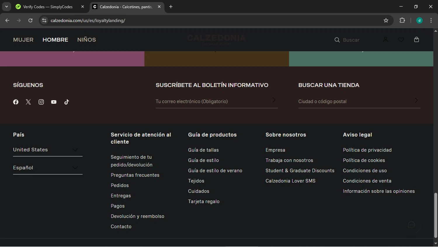 Calzedonia promo code screenshot showing code WELCOMEUSA applied at Calzedonia checkout page. Uploaded by SimplyCodes community member HEROESCUDA on Apr 22, 2025