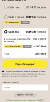 Cambly coupon verification screenshot