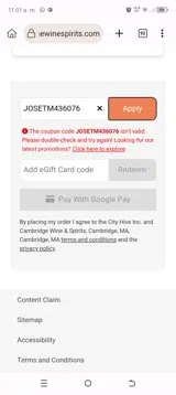 JOSETM436076 coupon verification screenshot