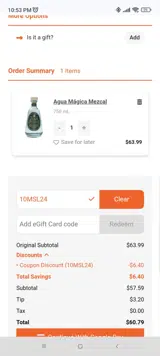 10MSL24 coupon verification screenshot