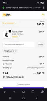 Camel City Mill coupon verification screenshot