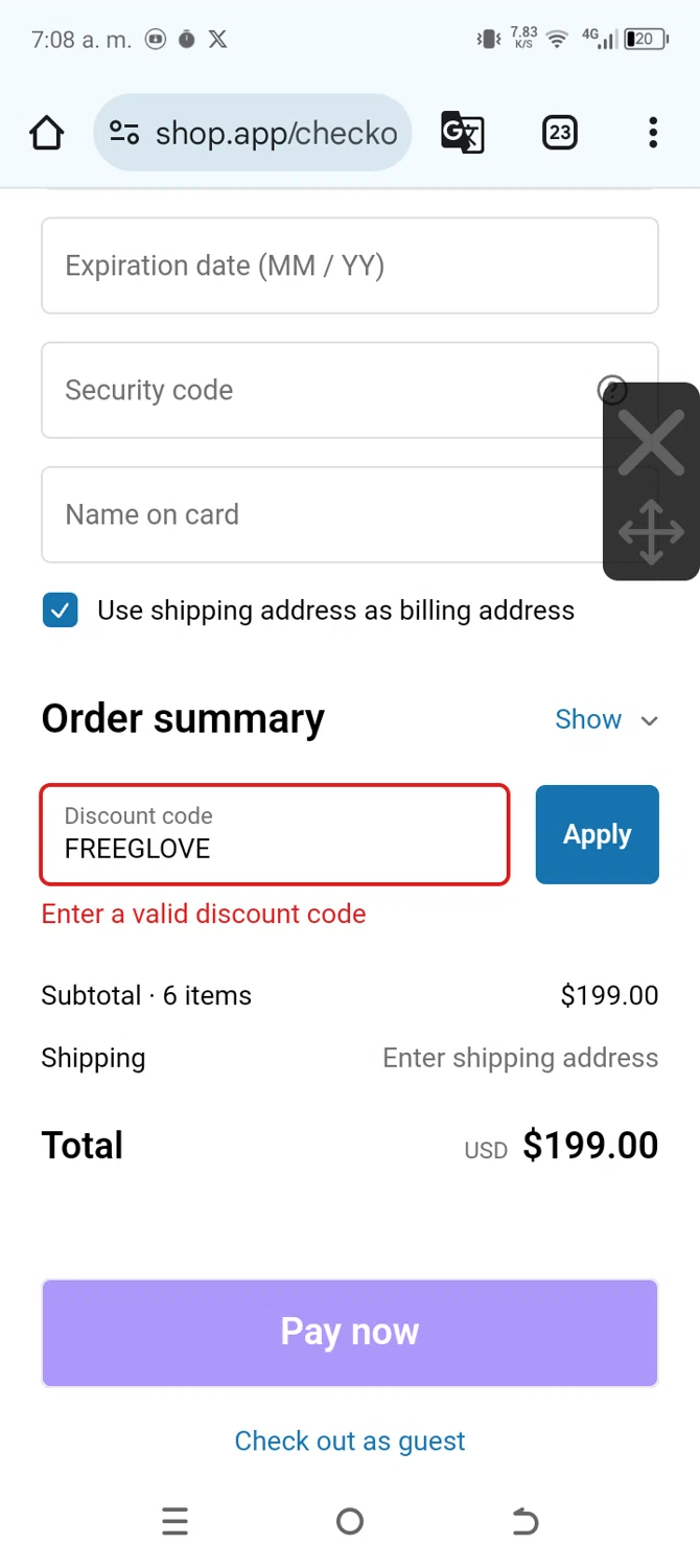 Camelie Eco promo code screenshot showing code FREEGLOVE applied at Camelie Eco checkout page. Uploaded by SimplyCodes community member Charmander on Feb 25, 2025