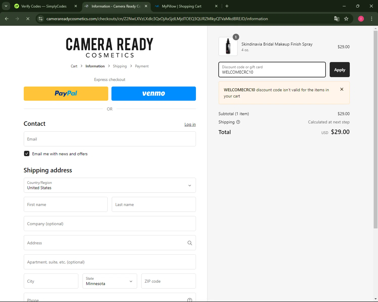 how to use Camera Ready Cosmetics coupons