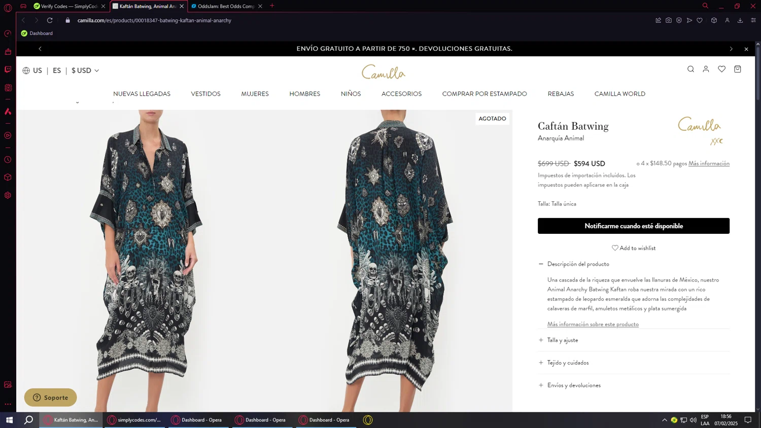 Camilla promo code screenshot showing code WELCOME10 applied at Camilla checkout page. Uploaded by SimplyCodes community member ValueWarden4201 on Feb 7, 2025