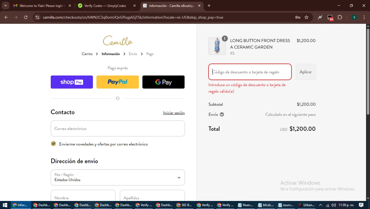 Camilla promo code screenshot showing code PLAYFUL applied at Camilla checkout page. Uploaded by SimplyCodes community member ShrewdAce7935 on Aug 25, 2025