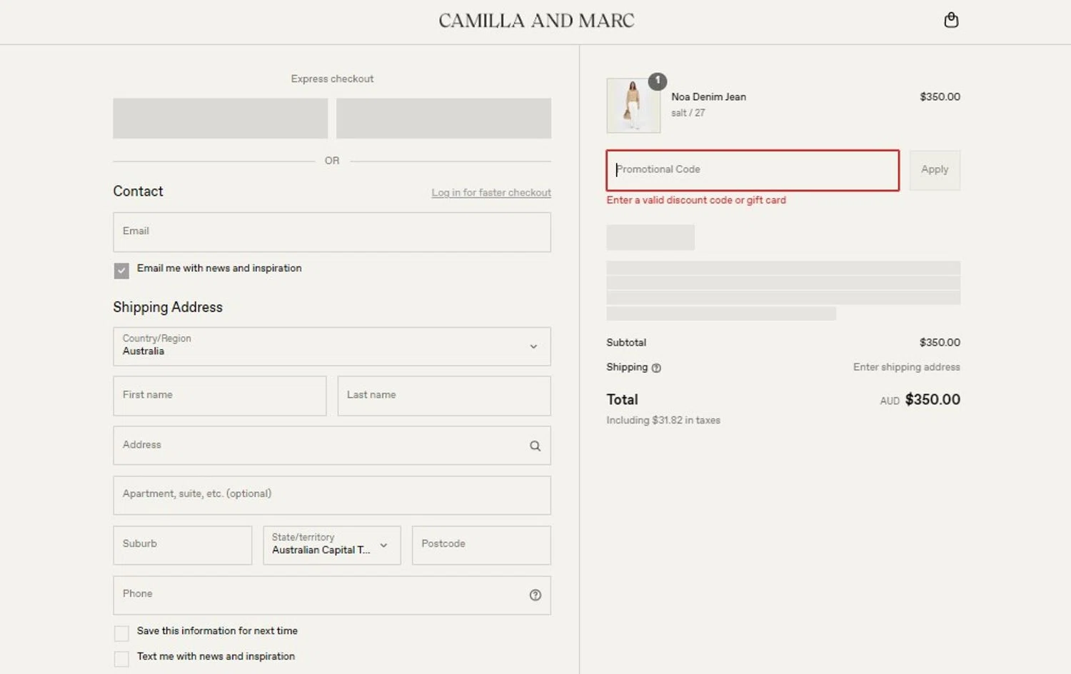 Camilla and Marc promo code screenshot showing code MEDIA applied at Camilla and Marc checkout page. Uploaded by SimplyCodes community member VictoriousPioneer7354 on Aug 2, 2025