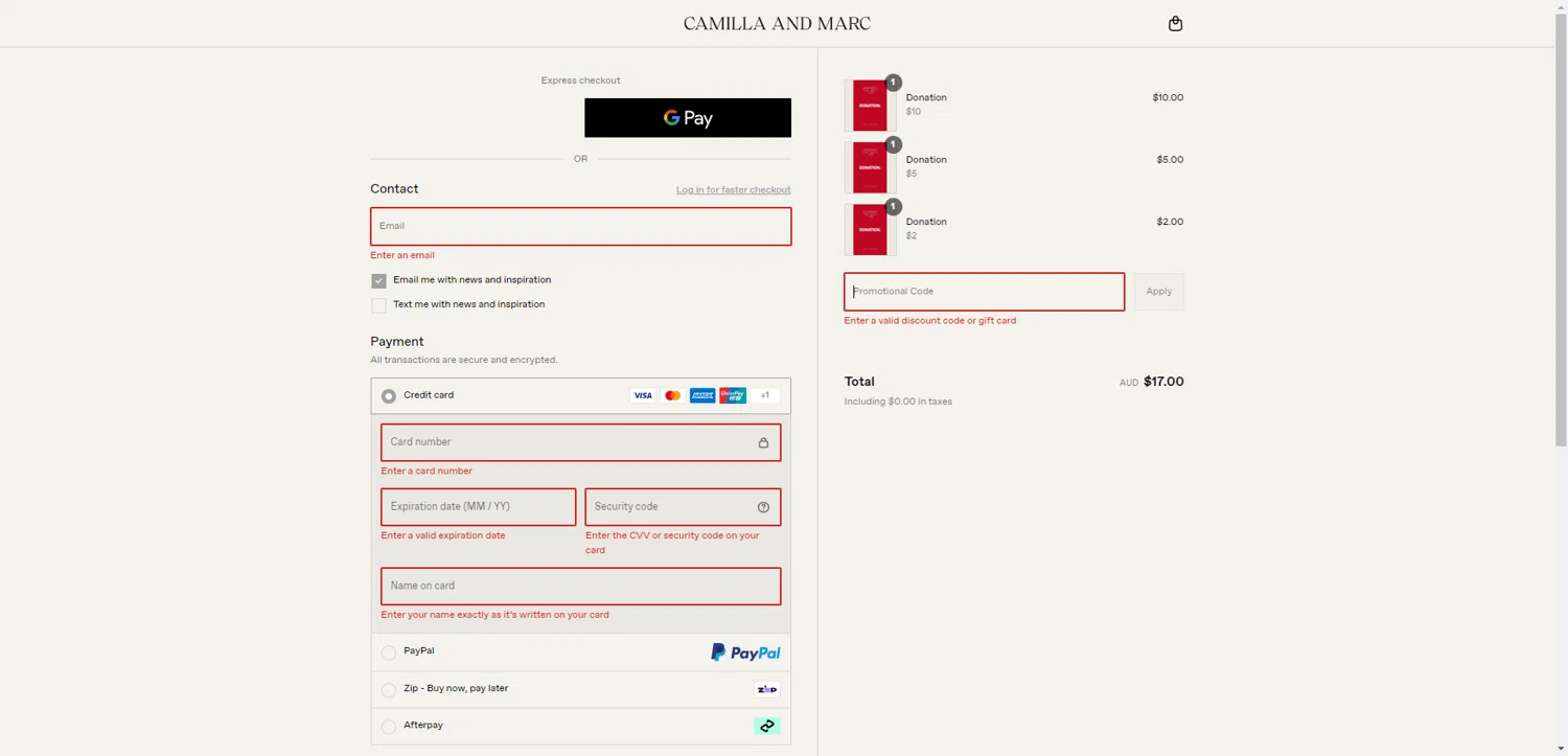 Camilla and Marc promo code screenshot showing code FIRST8CNLWJ85 applied at Camilla and Marc checkout page. Uploaded by SimplyCodes community member CodeGuardian5312 on Aug 2, 2025