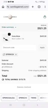 SPRING26 coupon verification screenshot