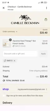 SMS15 coupon verification screenshot