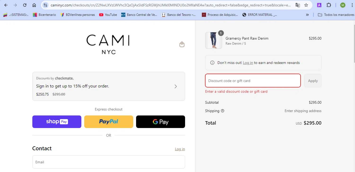 Cami NYC promo code screenshot showing code memorial25 applied at Cami NYC checkout page. Uploaded by SimplyCodes community member Marysan on May 29, 2025