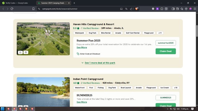 Campspot checkout page showing Campspot promo code box | Screenshot taken by SimplyCodes community member on Aug 27, 2025