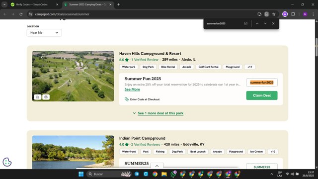 Campspot checkout page showing Campspot promo code box | Screenshot taken by SimplyCodes community member on Aug 27, 2025